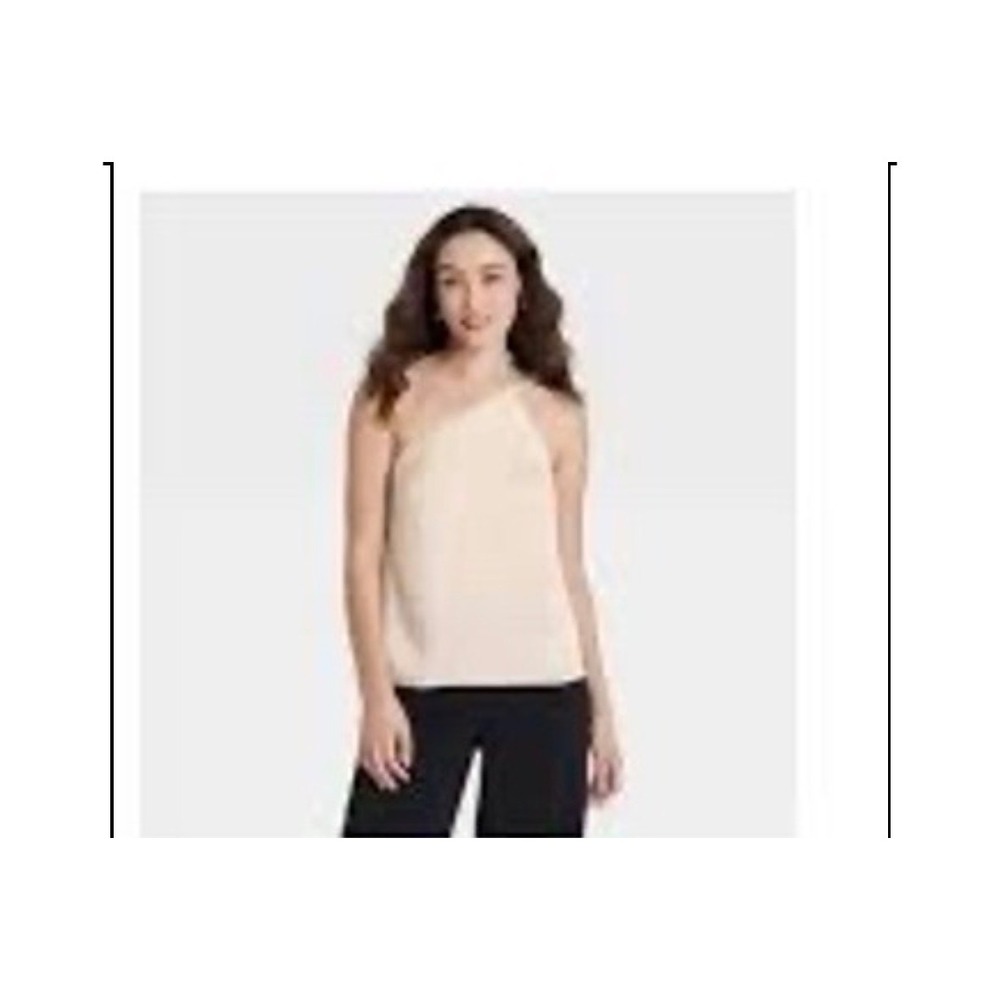 A New Day Womens One Shoulder Cami Top Cream Hammered Satin‎ 
 Medium